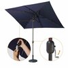 Moootto 6.5 ft. x 10 ft Waterproof Rectangular Patio Umbrella and Solar Lights 26 LED lights TBZOEU004NY-SJHY